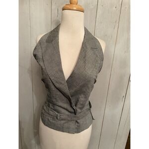 Max Mara Wrap Belt Halter Collar Grey Blouse Made in Italy New Sz-12 Rt 430$